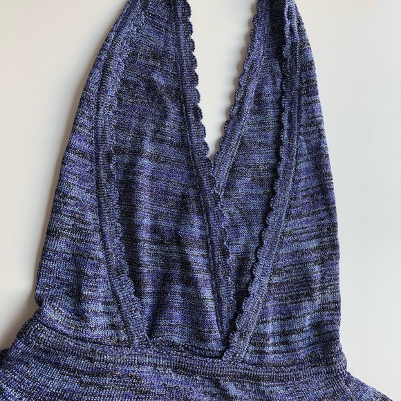 NWT M Missoni Purple Metallic Knit Halter Dress - Picture 5 of 5